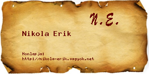 Nikola Erik névjegykártya